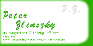 peter zlinszky business card